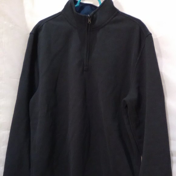 Izod Men's Pullover Sweater Long Sleeve Quarter Zip Color Black Size XL - Picture 1 of 5
